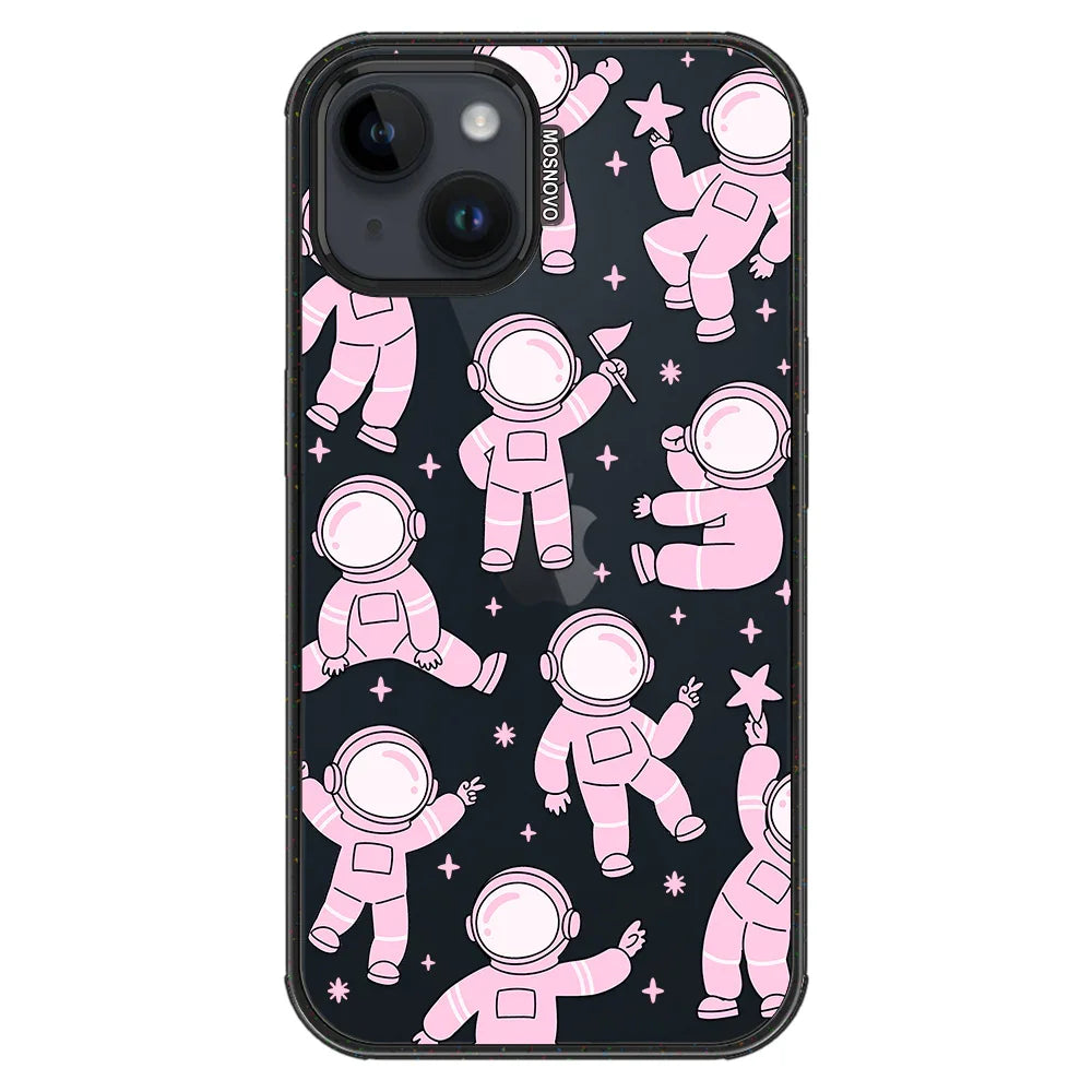 Pink Astronaut Phone Case - iPhone 13 Case Clear Black ShockStone