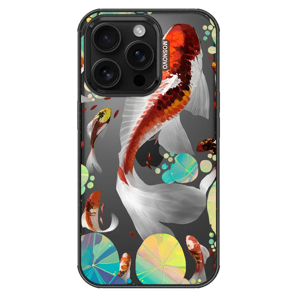 Koi Art Phone Case - iPhone 16 Pro Case Clear Black ShockStone