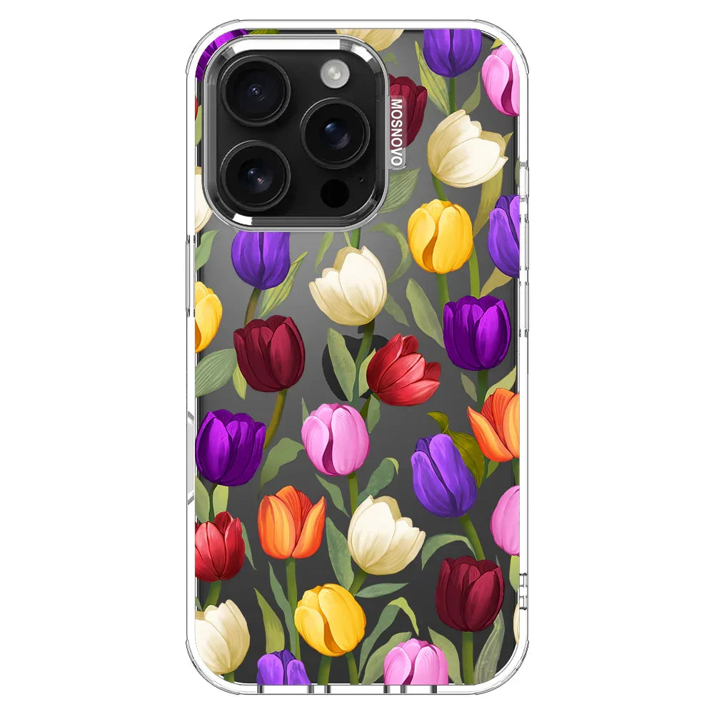Colorful Tulips Phone Case - iPhone 16 Pro Case Clear