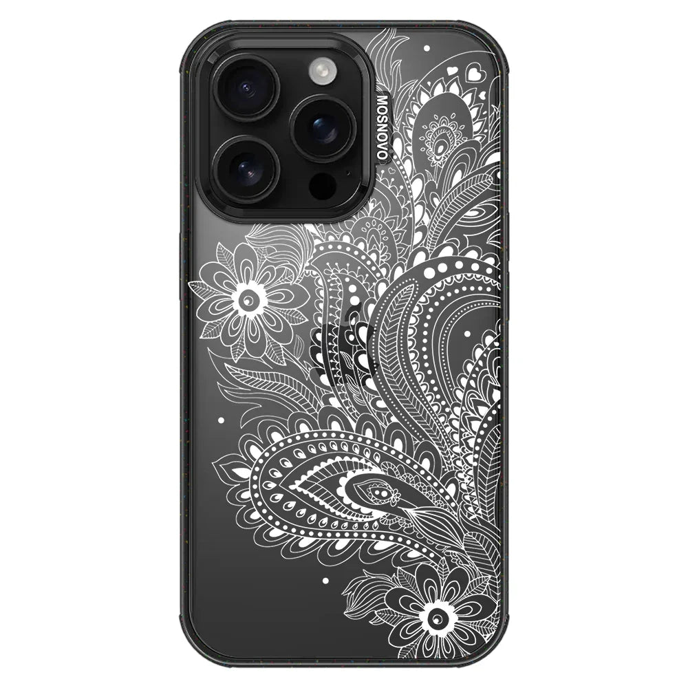 Aesthetic Flower Henna Phone Case - iPhone 16 Pro Case Clear Black ShockStone