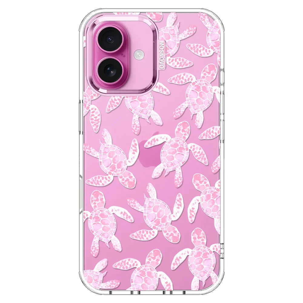 Pink Turtle Phone Case - iPhone 16 Plus Case Clear