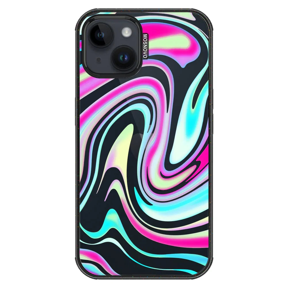 Psychedelic Swirls Phone Case - iPhone 13 Case Clear Black ShockStone