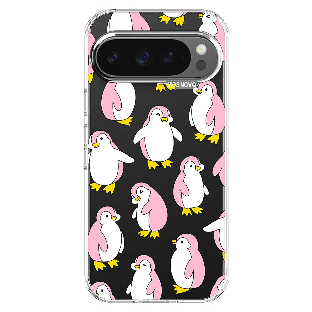 Pink Penguins Phone Case - Google Pixel 9 Pro Case Clear