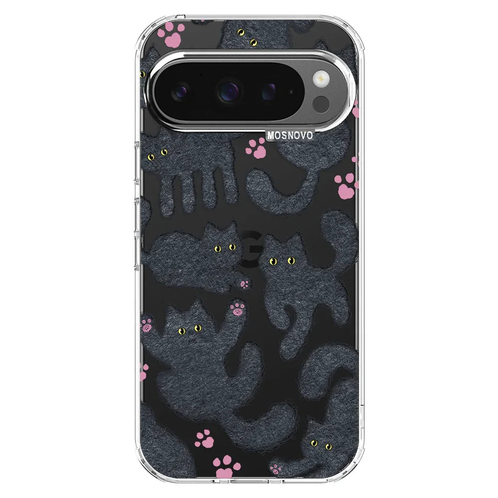 Black Furry Cat Phone Case - Google Pixel 9 Pro Case Clear