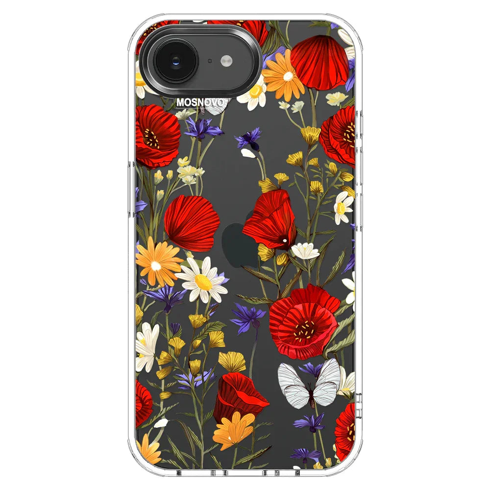 Poppy Floral Phone Case - iPhone 16e Case MOSNOVO Poppy Floral Phone Case - iPhone 16e Case MOSNOVO