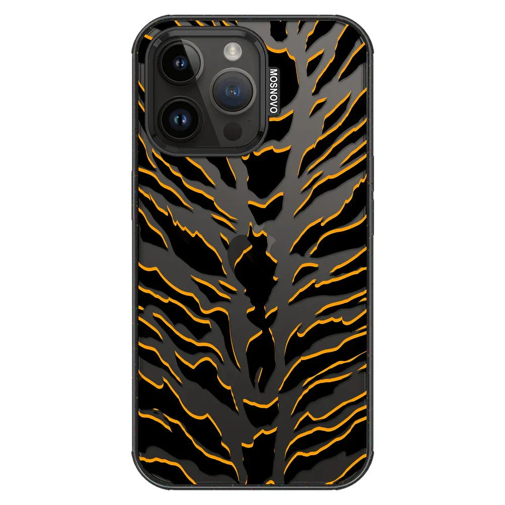 Tiger Print Phone Case - iPhone 14 Pro Max Case Clear Black ShockStone