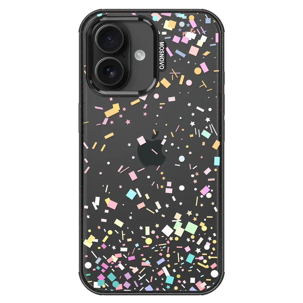 Confetti Phone Case - iPhone 16 Plus Case Clear Black ShockStone