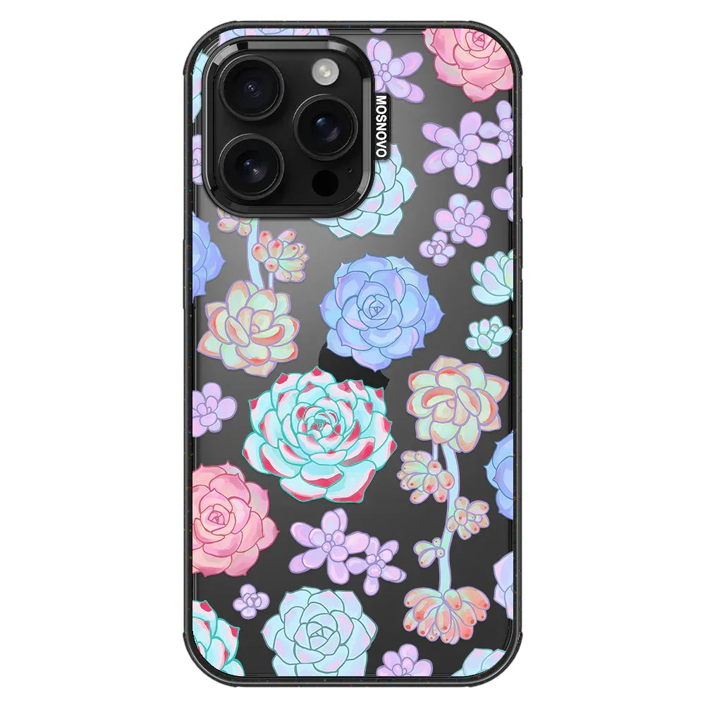 Succulents Phone Case - iPhone 16 Pro Max Case Clear Black ShockStone