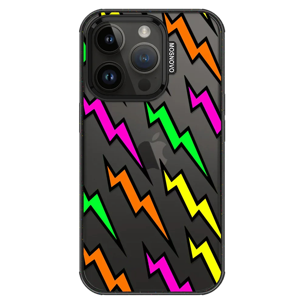 Colorful Lightning Phone Case - iPhone 14 Pro Case Clear Black ShockStone