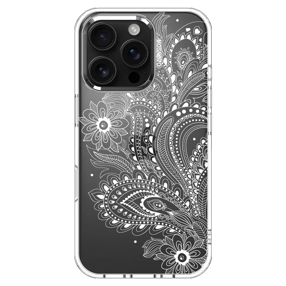 Aesthetic Flower Henna Phone Case - iPhone 16 Pro Case Clear