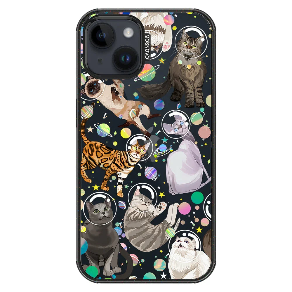 Space Cat Phone Case - iPhone 14 Case Clear Black ShockStone