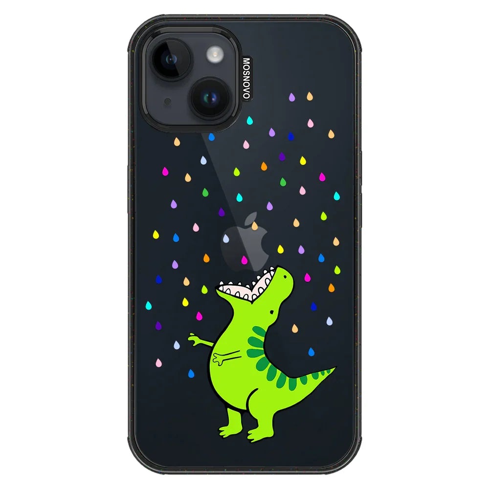 Rainbow Dinosaur Phone Case - iPhone 13 Case Clear Black ShockStone