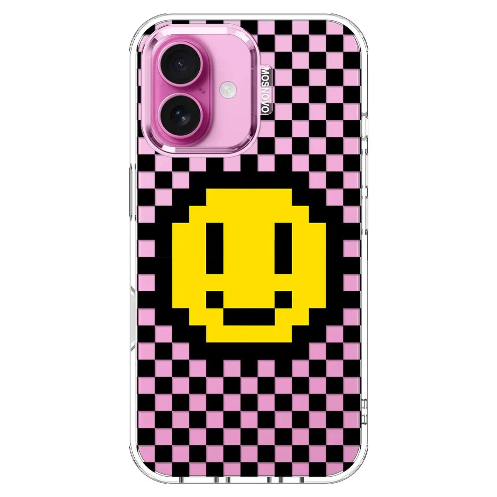 Smile Checkered Phone Case - iPhone 16 Case Clear