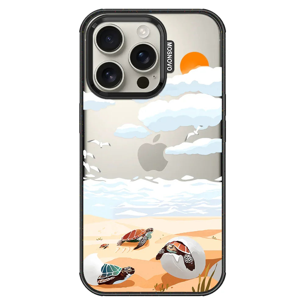 Baby Sea Turtle Phone Case - iPhone 16 Pro Case Clear Black ShockStone