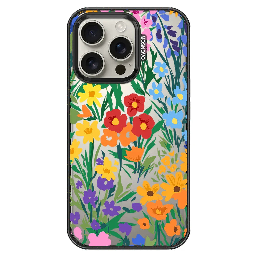 Spring Botanical Flower Floral Phone Case - iPhone 16 Pro Case Clear Black ShockStone
