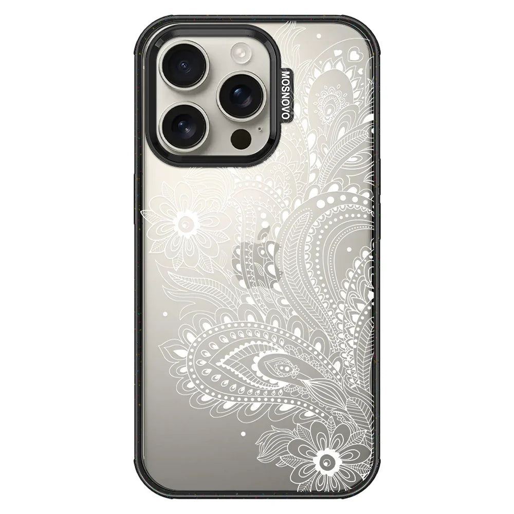 Aesthetic Flower Henna Phone Case - iPhone 16 Pro Case Clear Black ShockStone