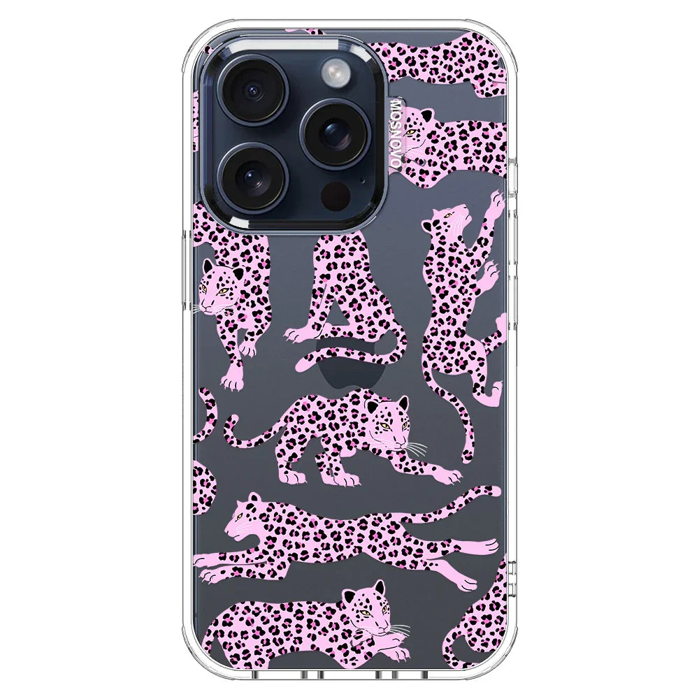 Pink Leopard Phone Case - iPhone 15 Pro Case Clear
