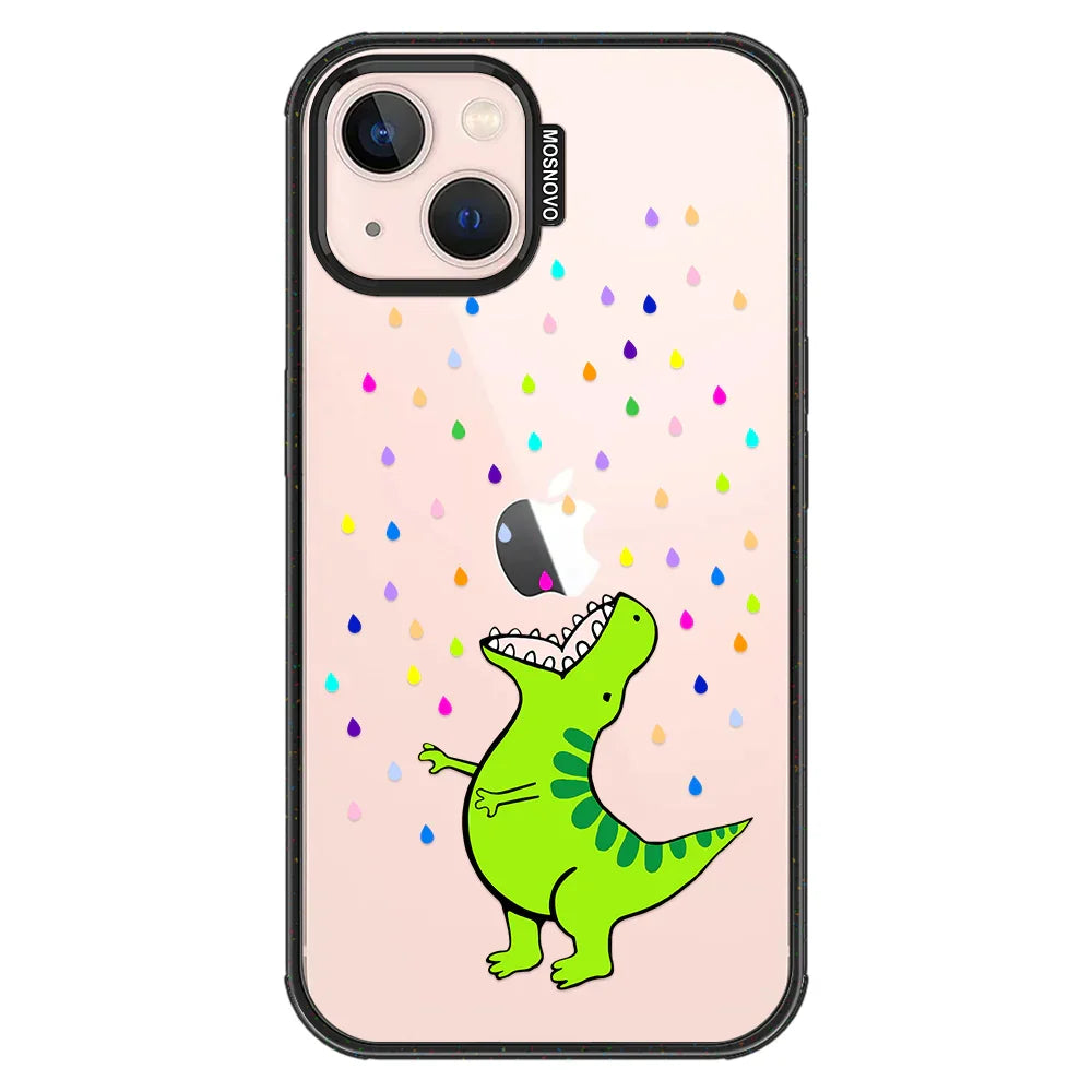 Rainbow Dinosaur Phone Case - iPhone 13 Case Clear Black ShockStone