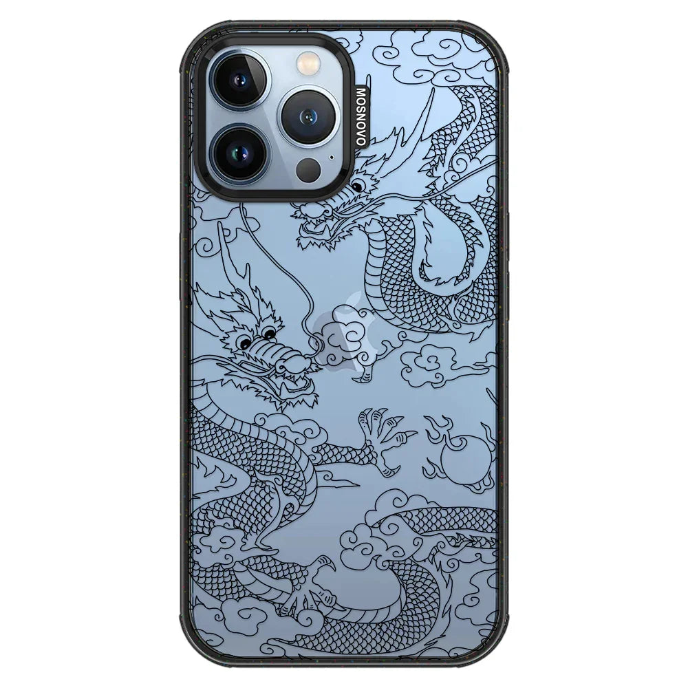 Black Dragon Phone Case - iPhone 13 Pro Max Case Clear Black ShockStone