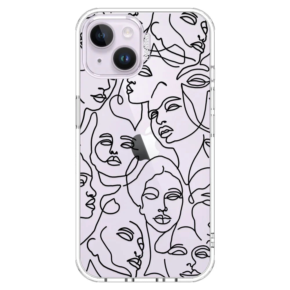 Abstract Face Line Art Phone Case - iPhone 14 Plus Case Clear