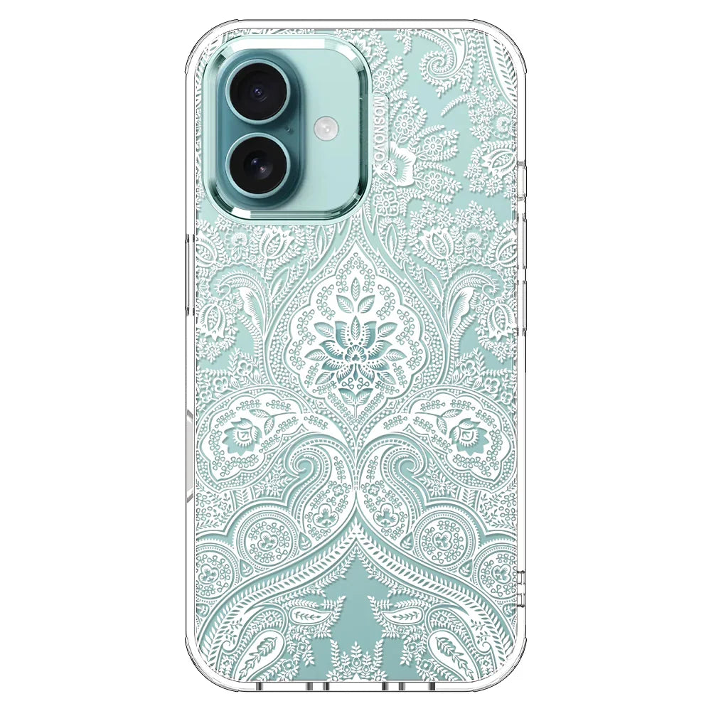 White Damask Phone Case - iPhone 16 Plus Case Clear
