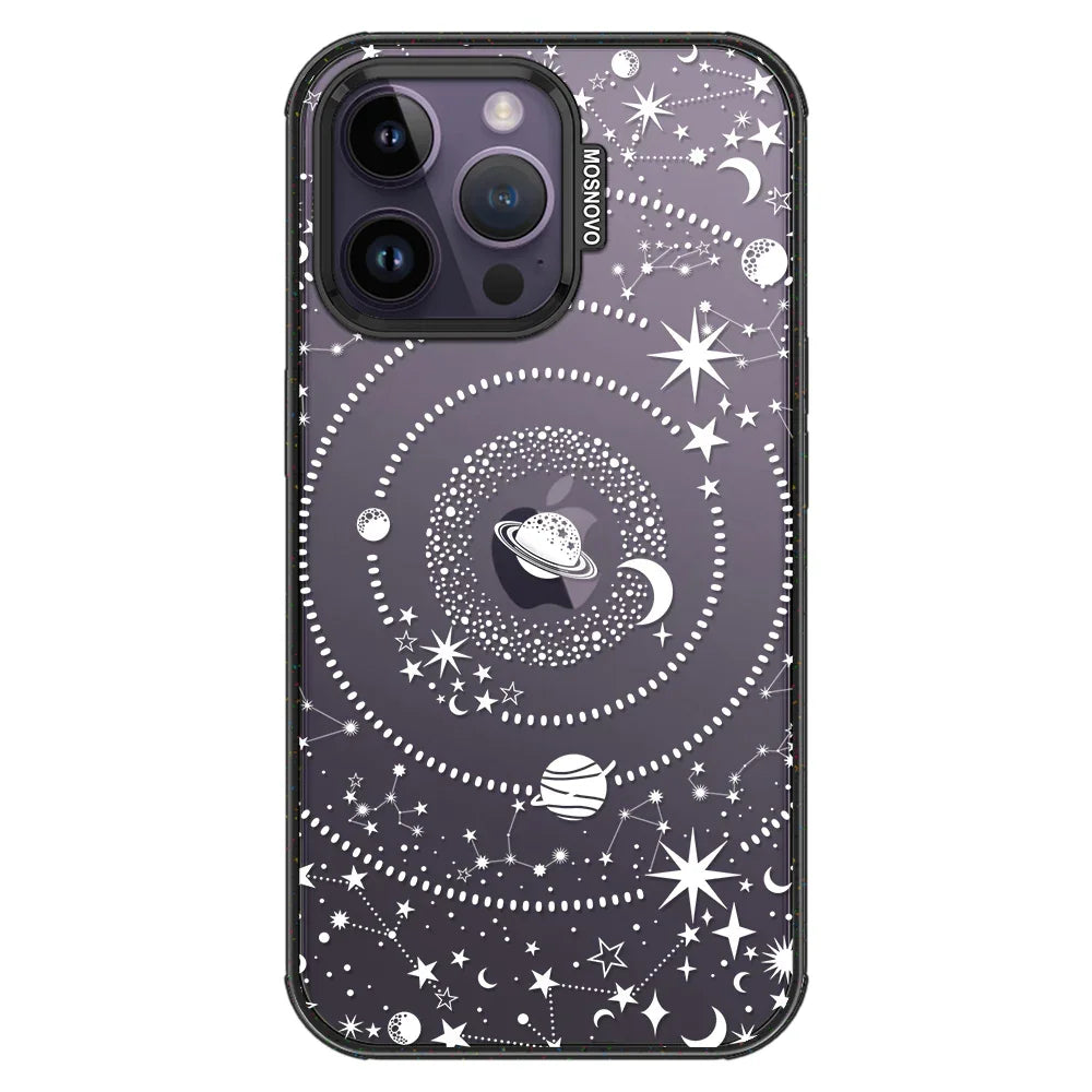 White Galaxy Phone Case - iPhone 14 Pro Max Case Clear Black ShockStone
