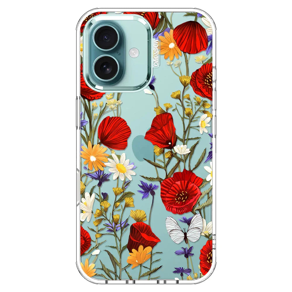 Poppy Floral Phone Case - iPhone 16 Plus Case Clear