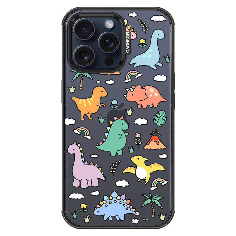 Dinosaur Land Phone Case - iPhone 15 Pro Max Case Clear Black ShockStone