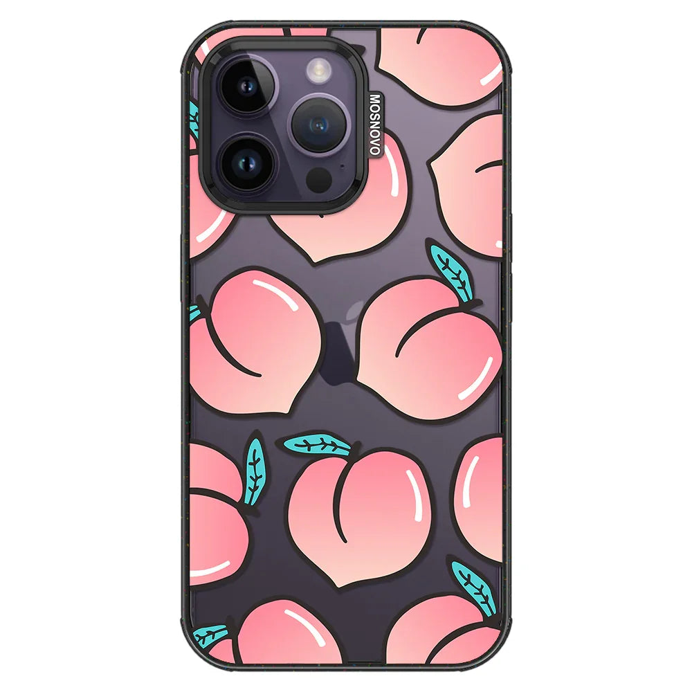 Cute Peach Phone Case - iPhone 14 Pro Max Case Clear Black ShockStone