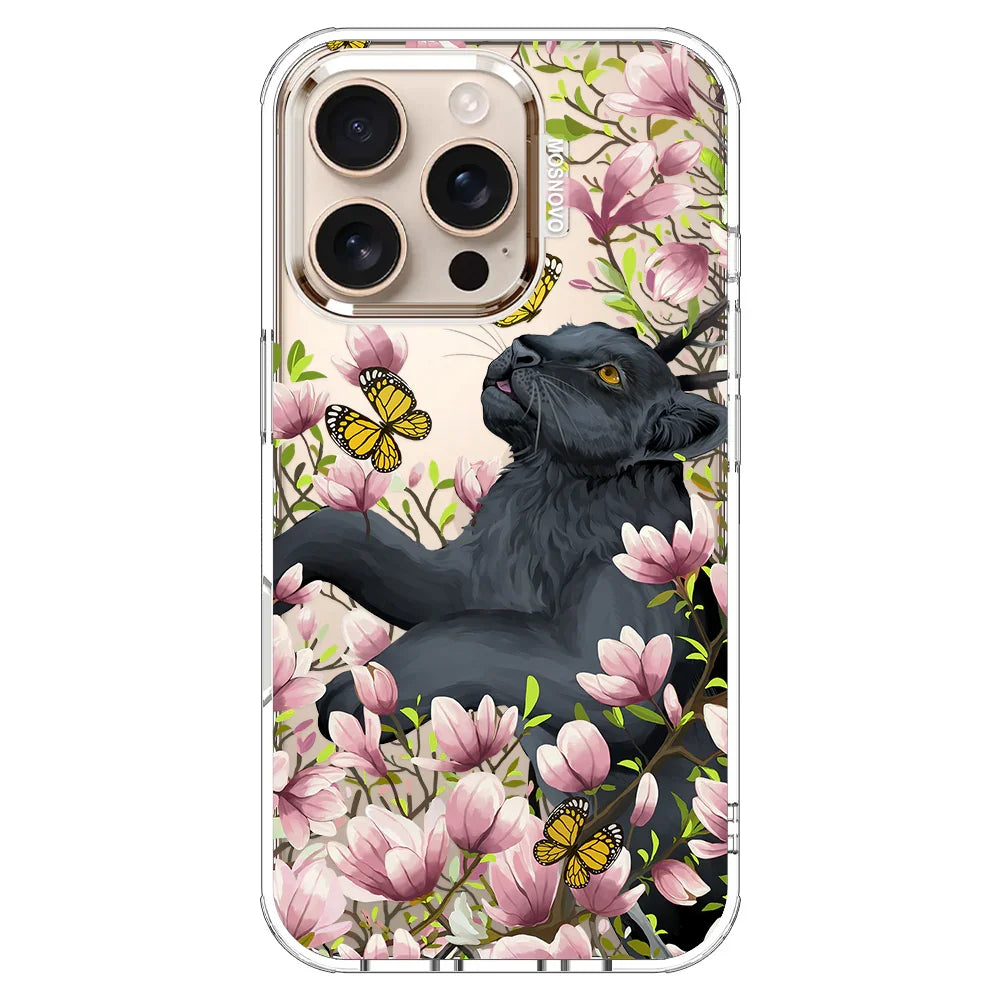Black Leopard Garden Phone Case - iPhone 16 Pro Case Clear
