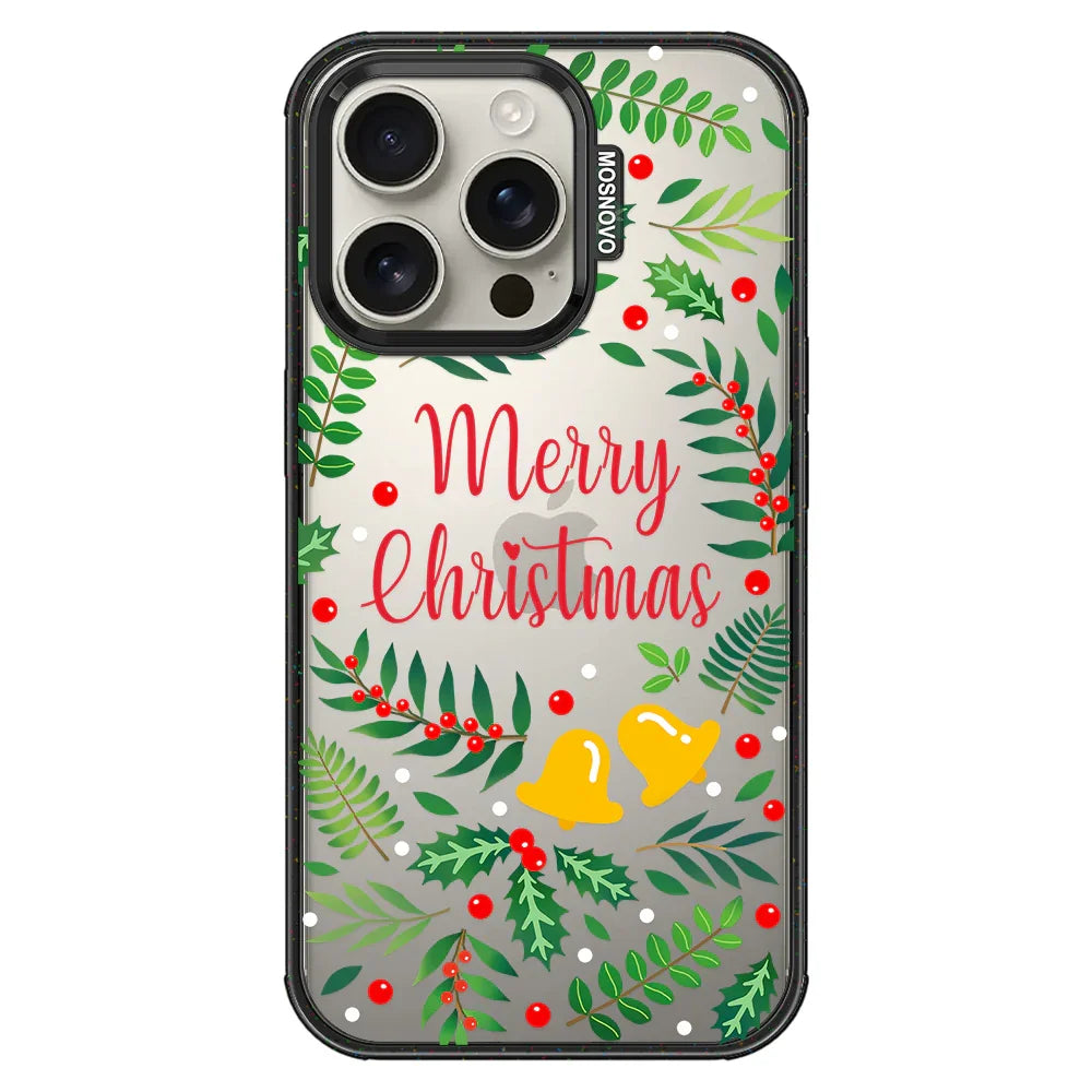 Merry Christmas Phone Case - iPhone 16 Pro Case Clear Black ShockStone
