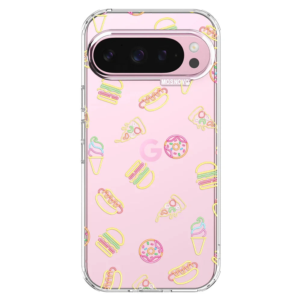 Neon Junk Food Phone Case - Google Pixel 9 Pro Case Clear
