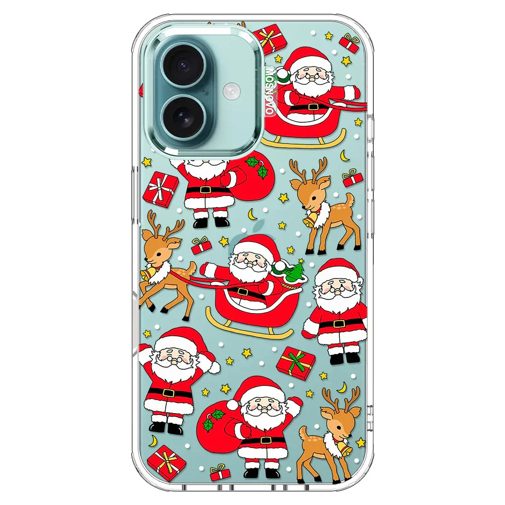 Cute Santa Claus Deer Phone Case - iPhone 16 Case Clear