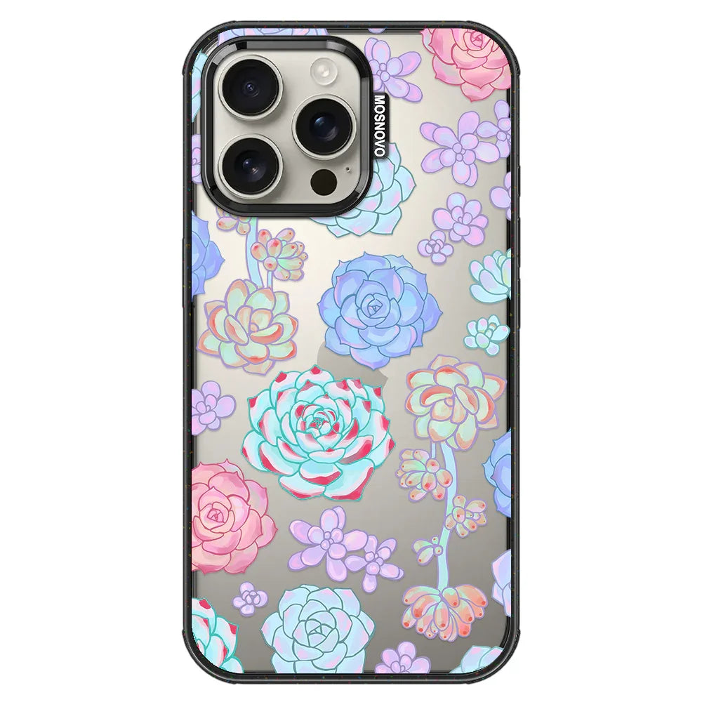 Succulents Phone Case - iPhone 16 Pro Max Case Clear Black ShockStone