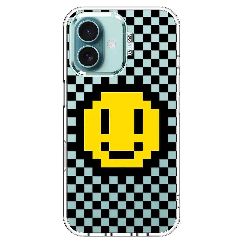 Smile Checkered Phone Case - iPhone 16 Case Clear