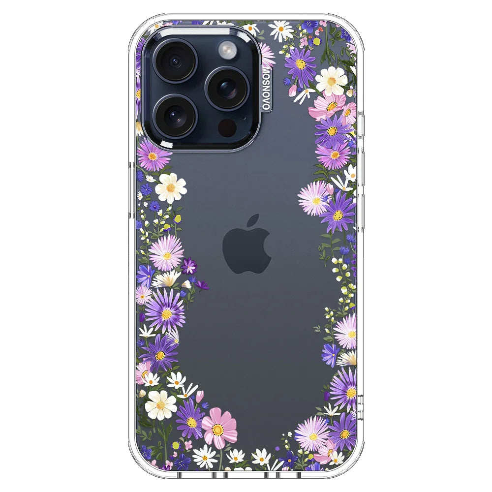 Purple Daisy Garden Phone Case - iPhone 15 Pro Max Case Clear