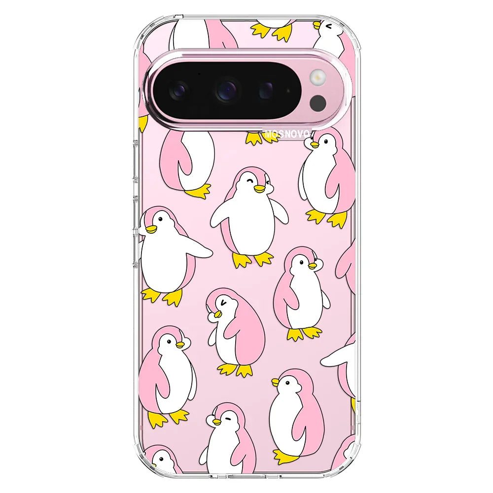 Pink Penguins Phone Case - Google Pixel 9 Pro Case Clear