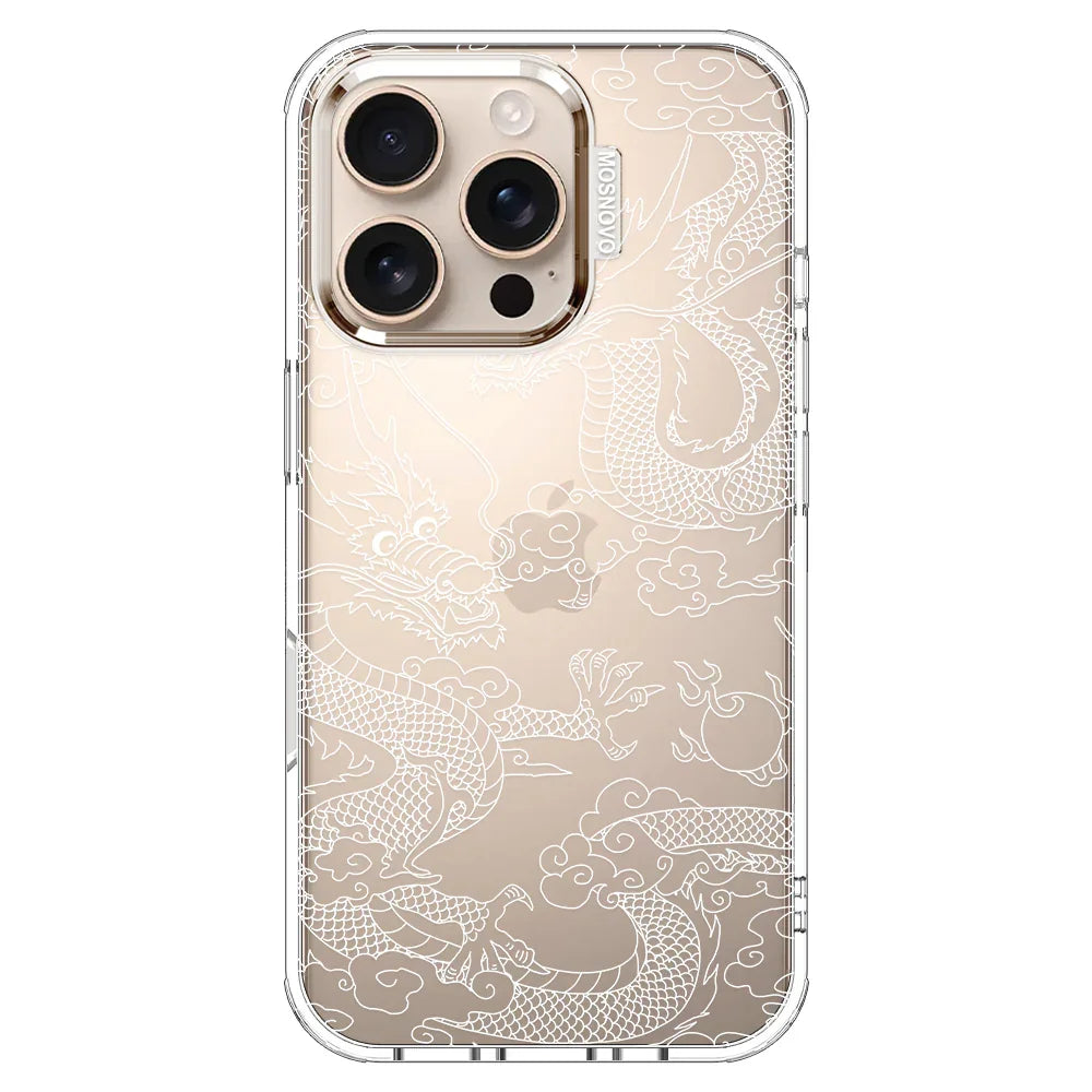 White Dragon Phone Case - iPhone 16 Pro Case Clear