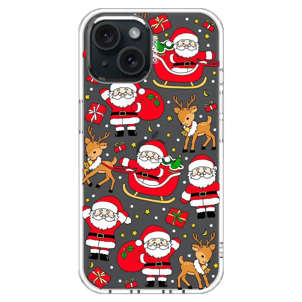 Cute Santa Claus Deer Phone Case - iPhone 15 Plus Case Clear