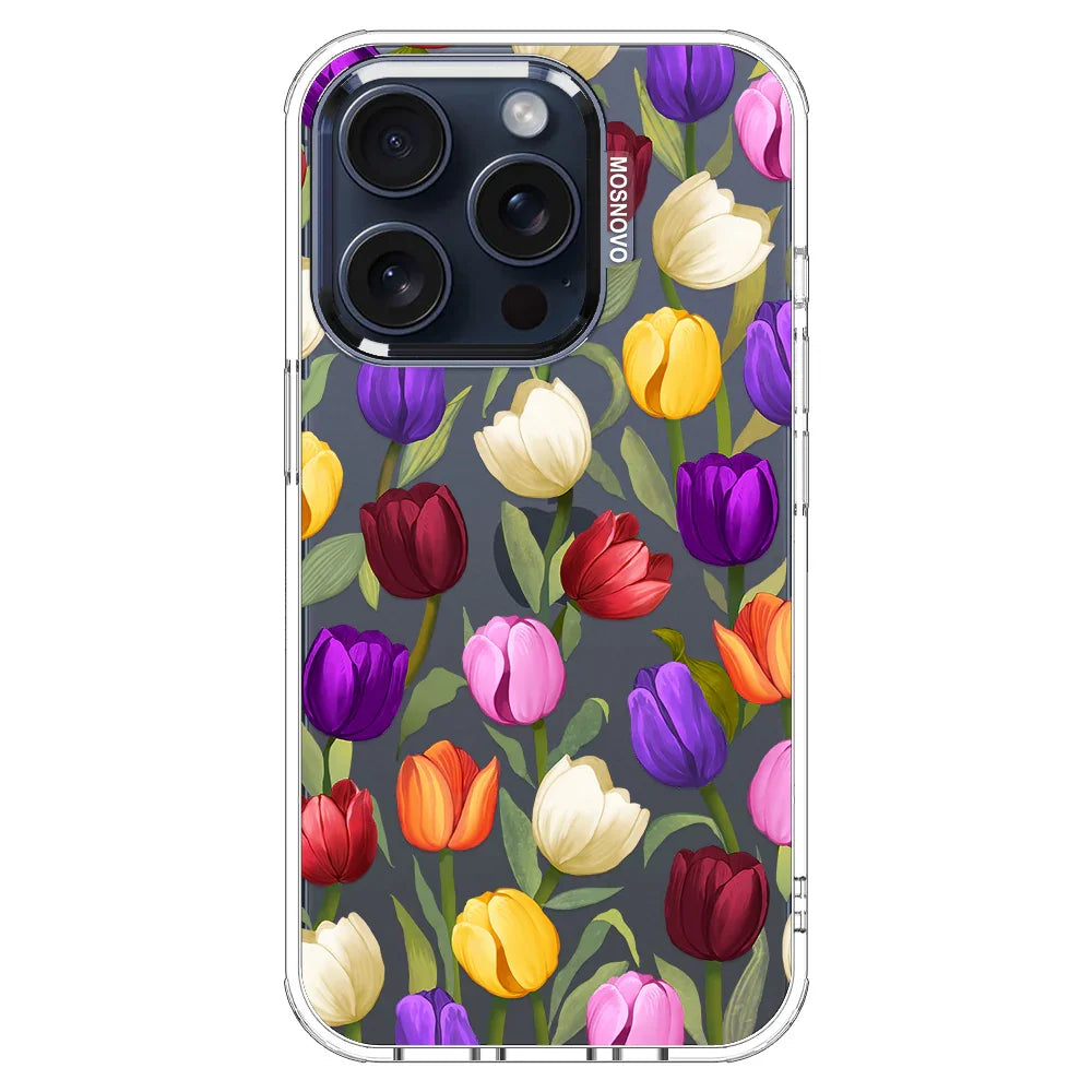 Colorful Tulips Phone Case - iPhone 15 Pro Case Clear