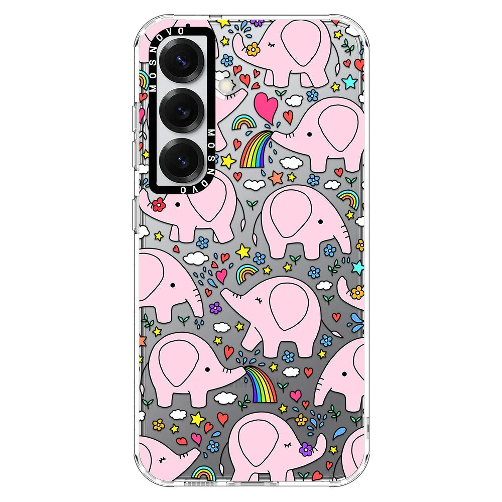 Cute Pink Elephant Phone Case - Samsung Galaxy S25 Case