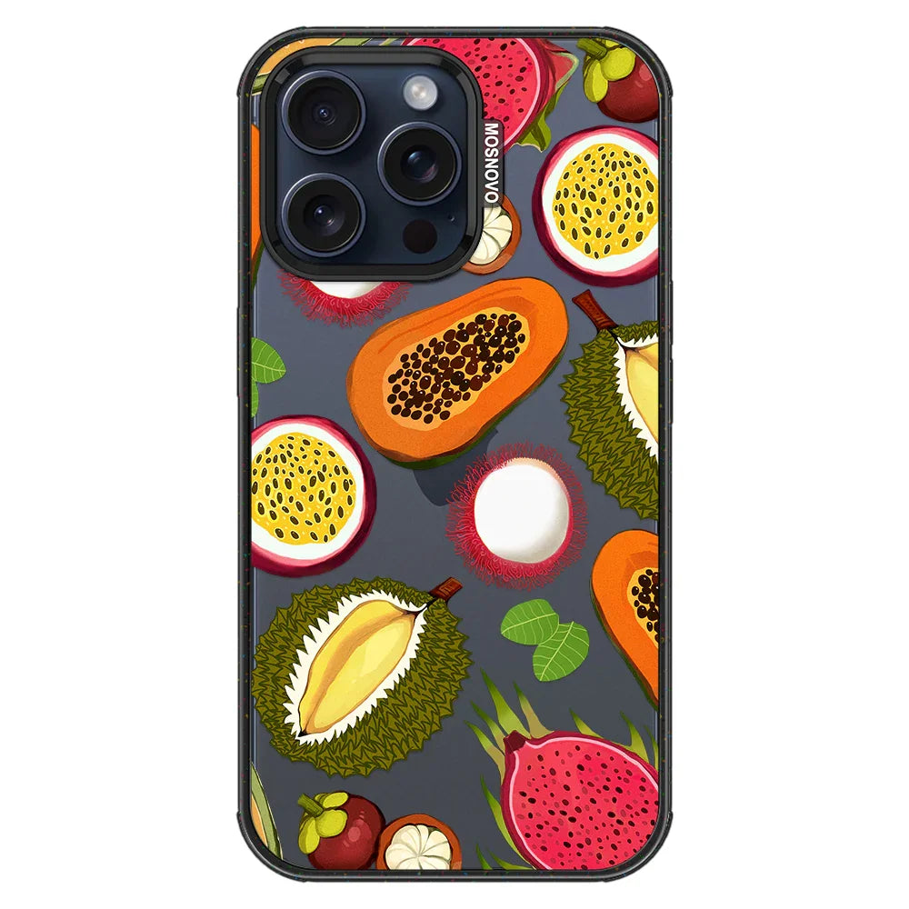 Tropical Fruits Phone Case - iPhone 15 Pro Max Case Clear Black ShockStone