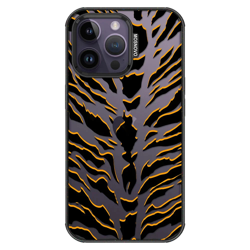 Tiger Print Phone Case - iPhone 14 Pro Max Case Clear Black ShockStone