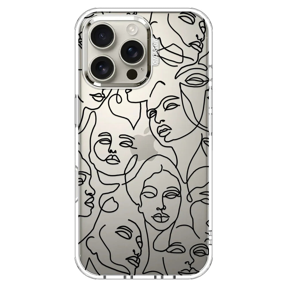 Abstract Face Line Art Phone Case - iPhone 16 Pro Max Case Clear