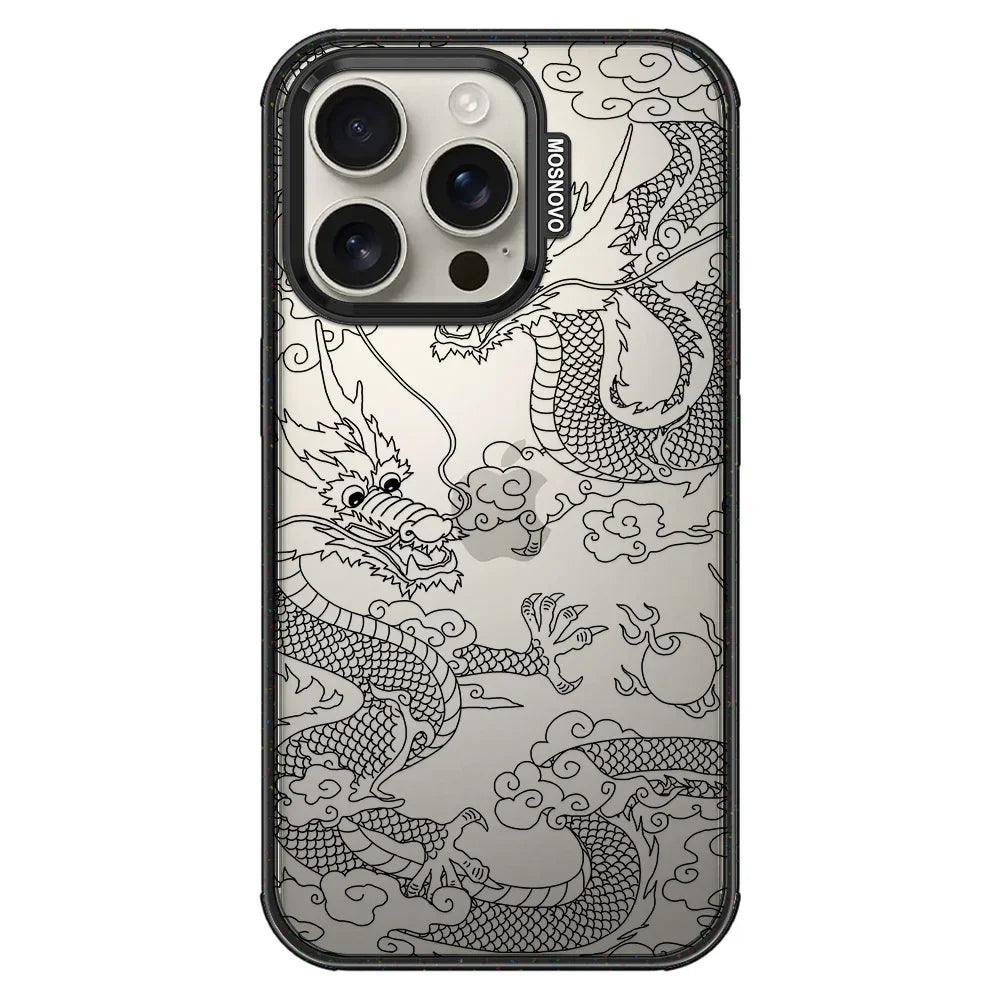 Black Dragon Phone Case - iPhone 16 Pro Case Clear Black ShockStone