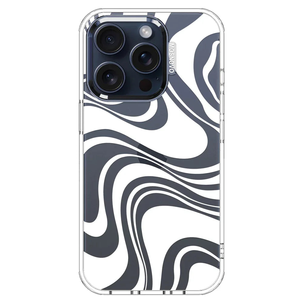 White Swirl Phone Case - iPhone 15 Pro Case Clear