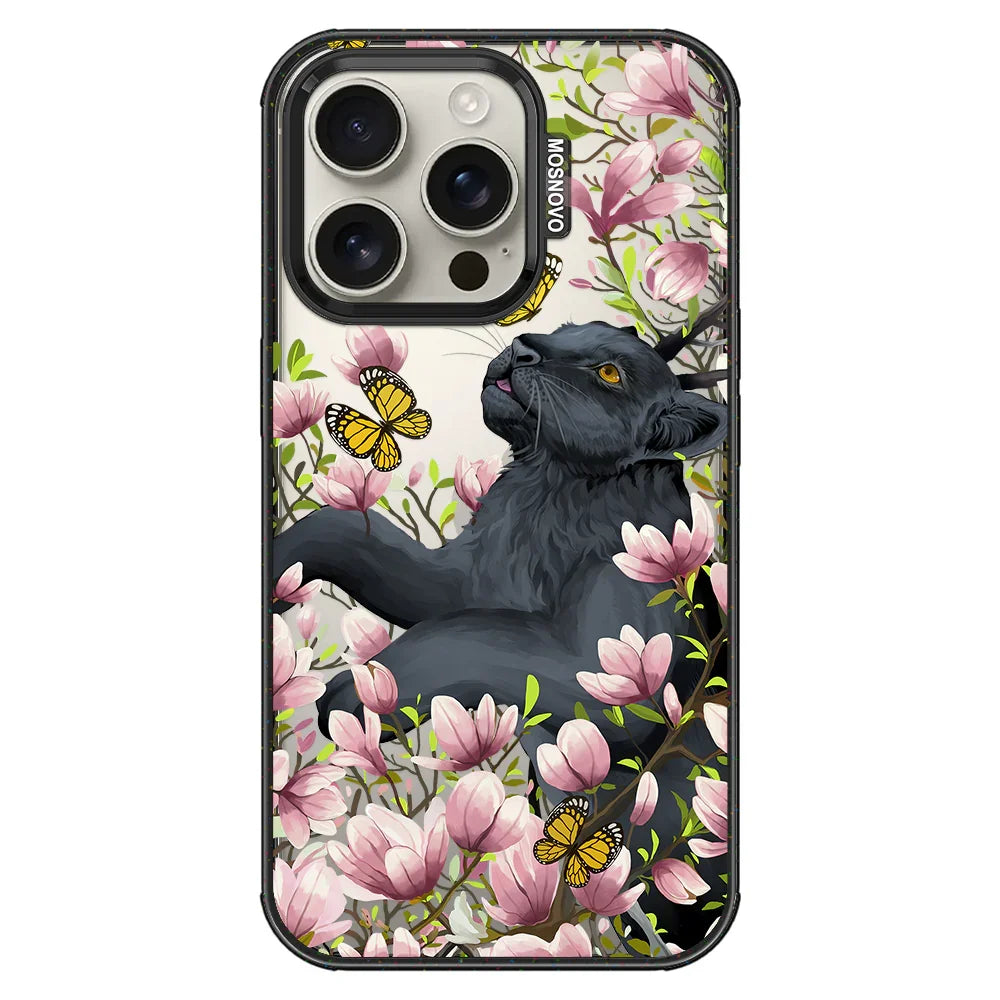 Black Leopard Garden Phone Case - iPhone 16 Pro Case Clear Black ShockStone