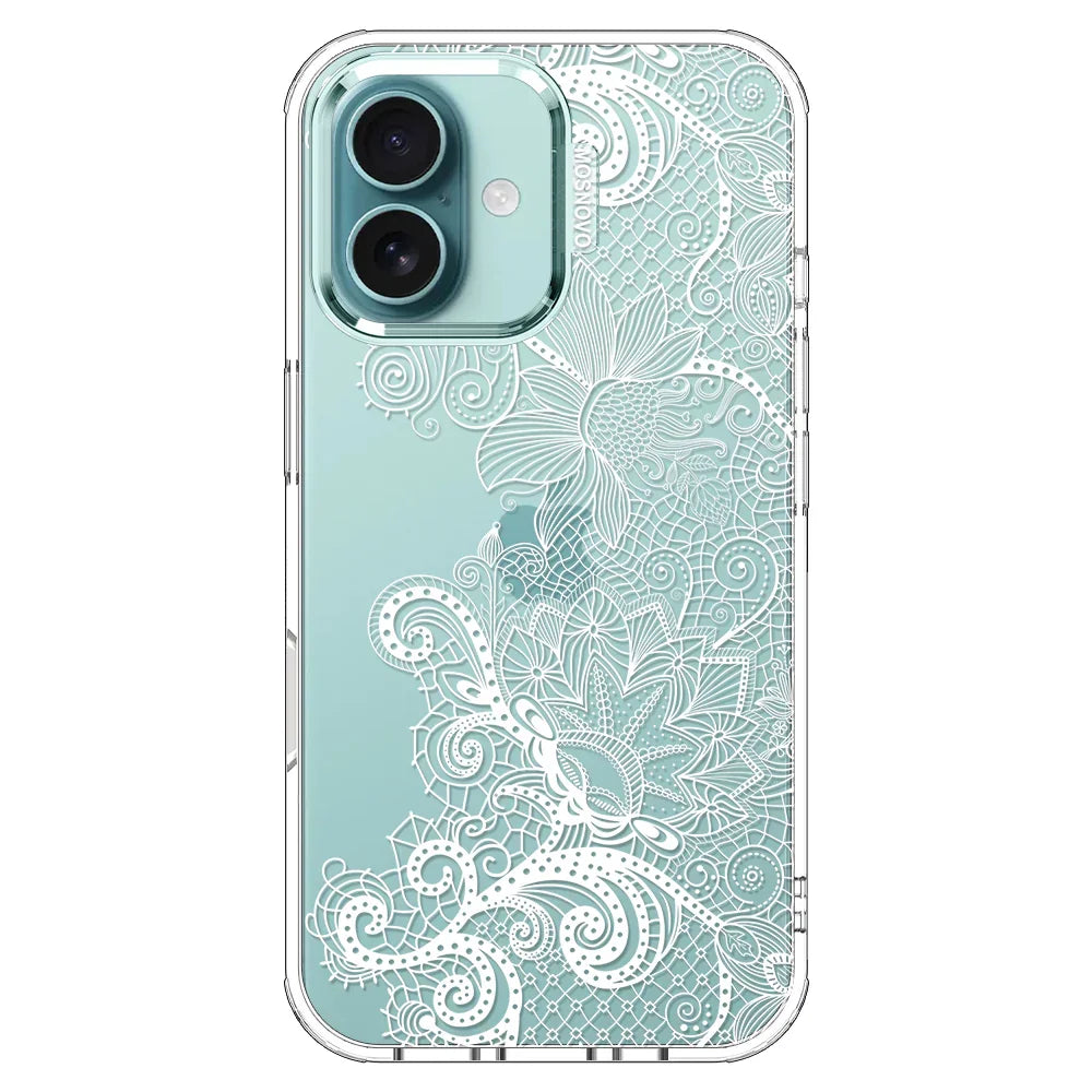 Lacy White Flower Phone Case - iPhone 16 Case Clear
