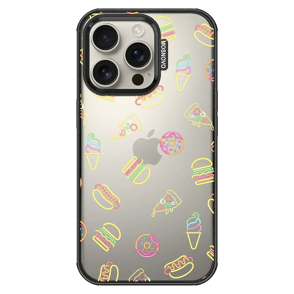 Neon Junk Food Phone Case - iPhone 16 Pro Case Clear Black ShockStone