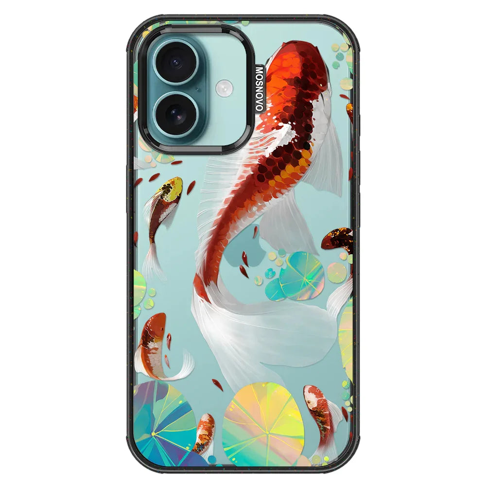 Koi Art Phone Case - iPhone 16 Case Clear Black ShockStone